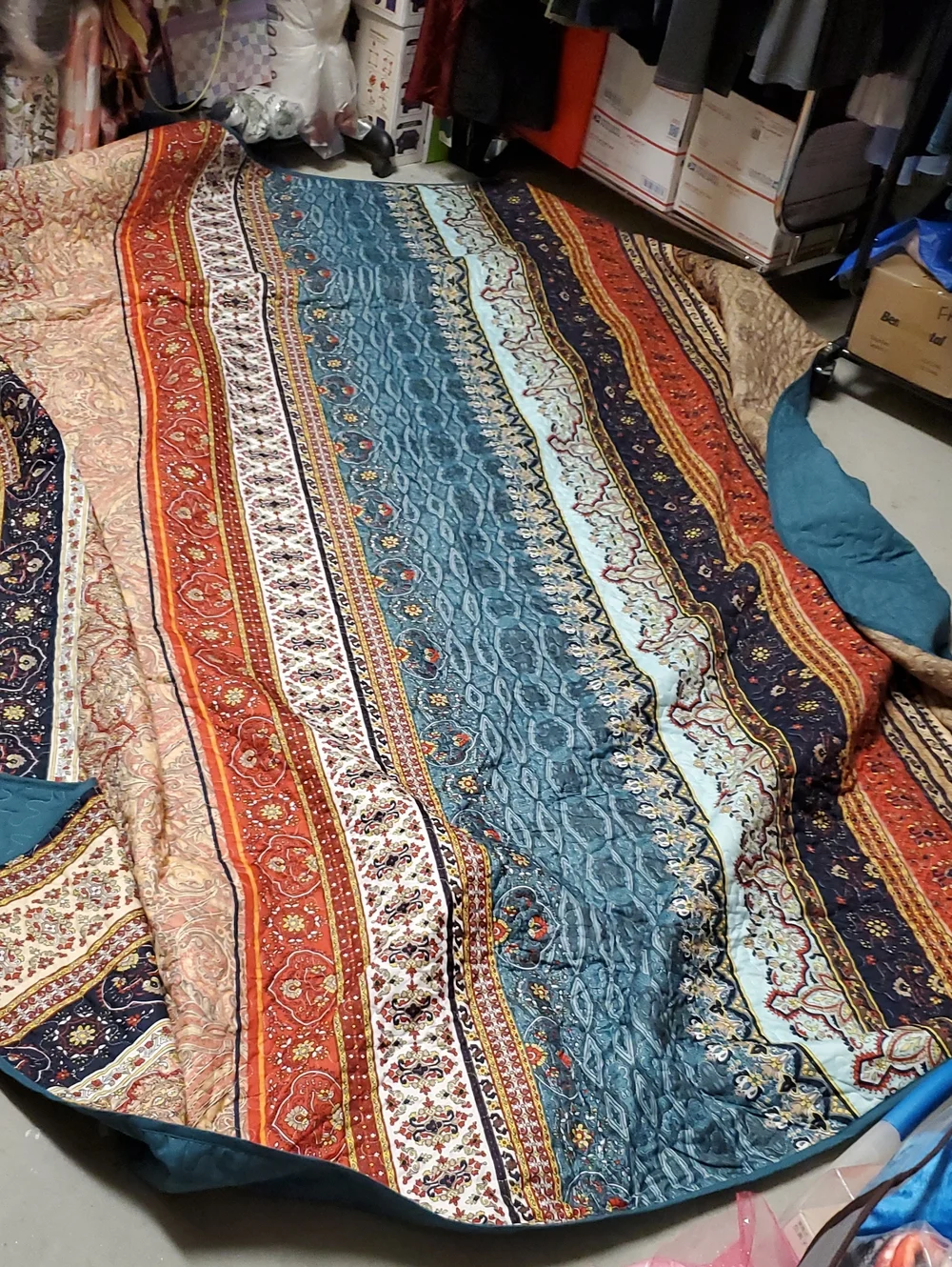 New Striped Multicolor Quilted Comforter With Pillow Covers